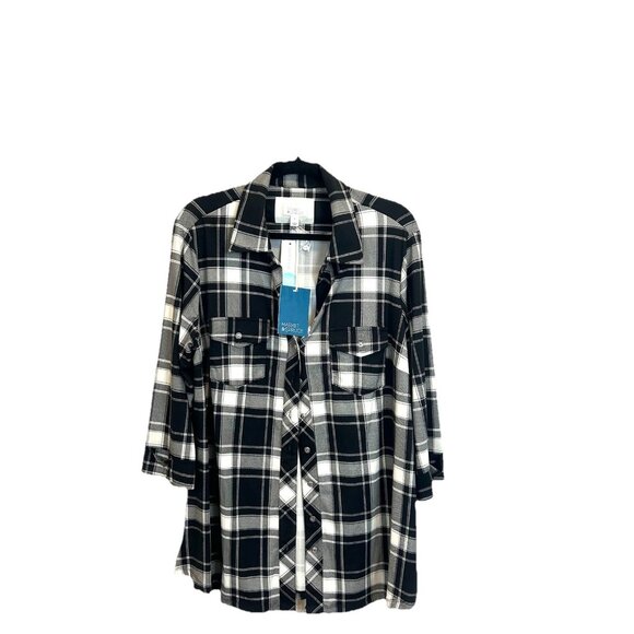 Market Spruce Tops - Market & Spruce Black and White Plaid Top